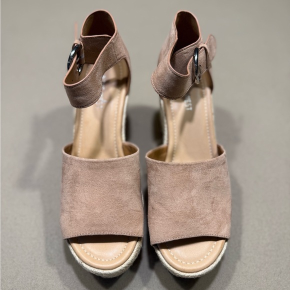 Nine West Shoes - Nine West Tan Wedge Sandals with Ankle Strap-NWOT